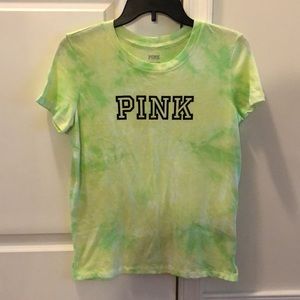 NEW PINK Victoria’s Secret XS tie dye neon t-shirt